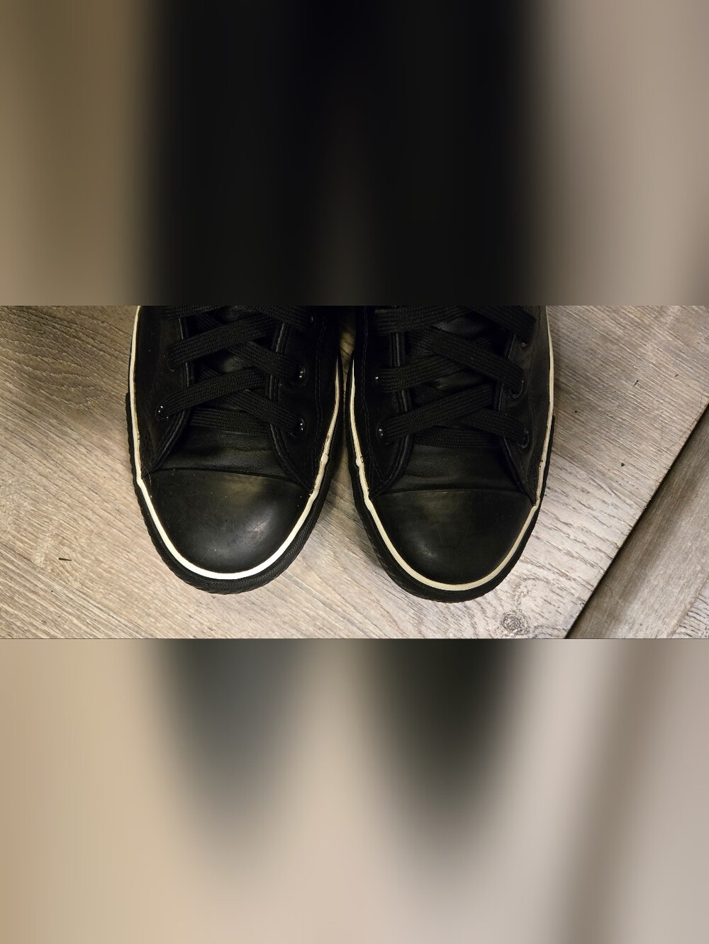 Converse By You Custom Black Leather Low Top Sneakers - Men's 12 / Women's 14 - Picture 10 of 13
